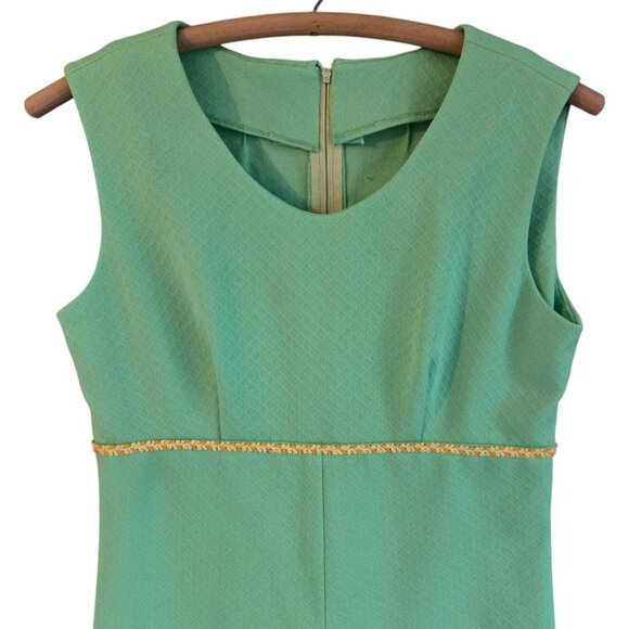 Vintage 1960s 70s Handmade Green A-Line Sleeveless Dress - Picture 5 of 11